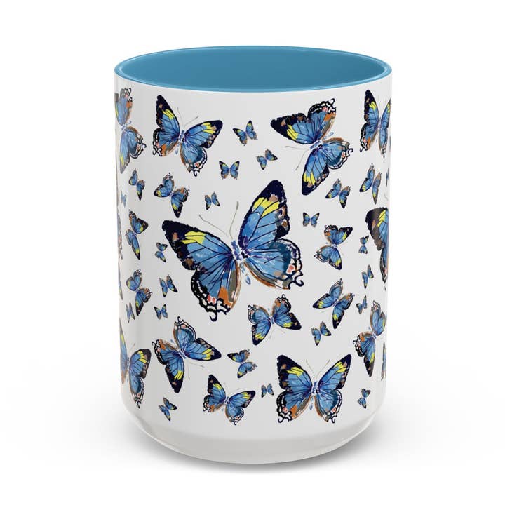 Schmetterlinge Zwei-Ton-Keramiktassen - Geschenke für Naturliebhaber für den Großhandel von Blue Cava