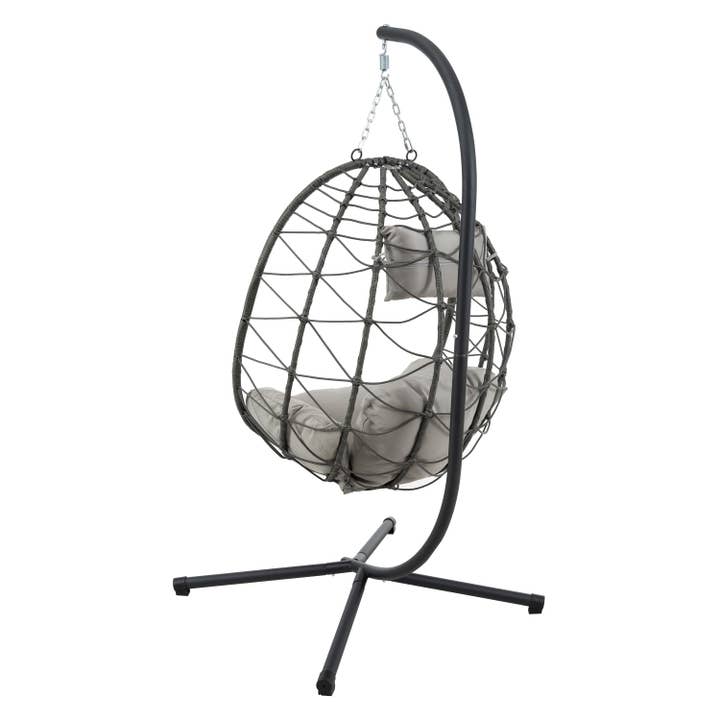 39F Inc. - Wholesale Egg Chair - Egg Chair with Stand, Indoor/Outdoor Swing Chair, Gray4
