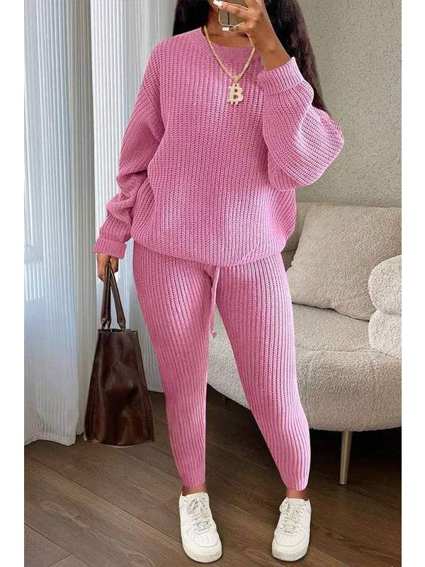 Queen Fashion - Wholesale Top & Skirt Set - Women's - knitted sweater top and pants set4