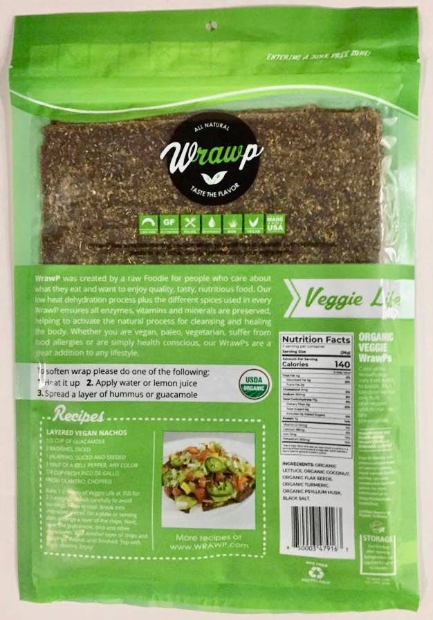 WrawP Foods – wholesale Bread/tortilla – Veggie Wraps: Veggie Life1