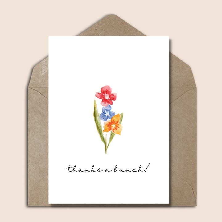 Minimalistische Grußkarte mit handbemalten Blumen für den Großhandel von Studio Mo