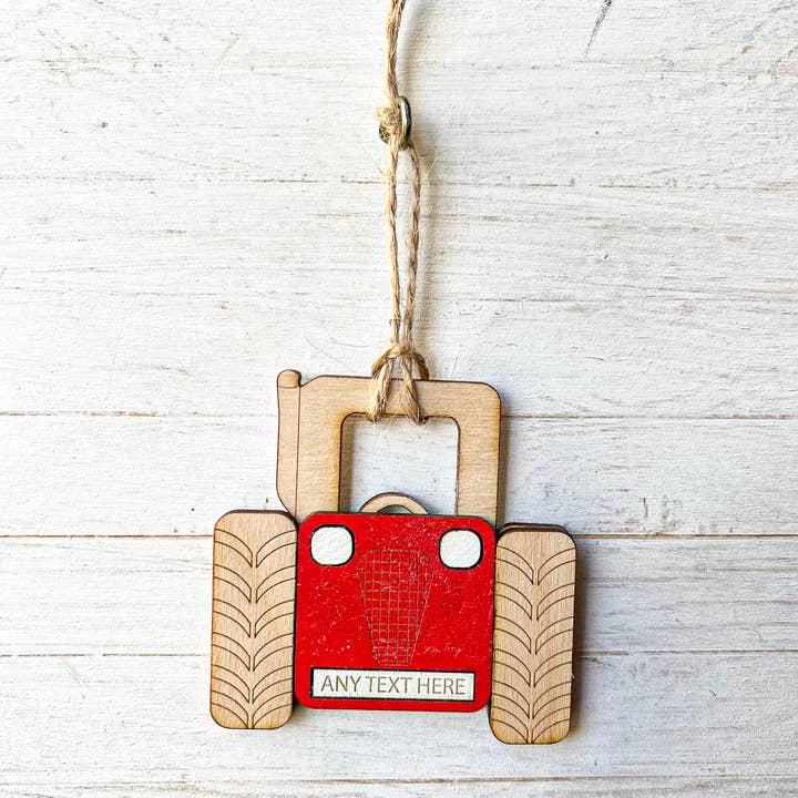 Gorgeous Little Bits Ltd – wholesale Ornament – Tractor Custom Engraved Location Hanging Decoration3