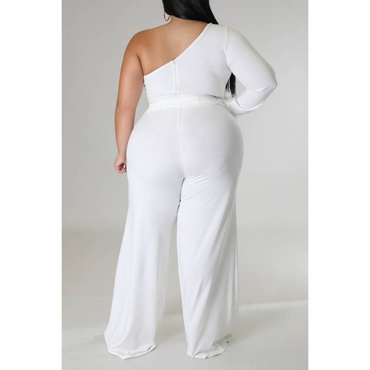 Black Pearl Clothing - Wholesale Jumpsuit - Women's - Plus One sleeve Waist tie jumpsuit