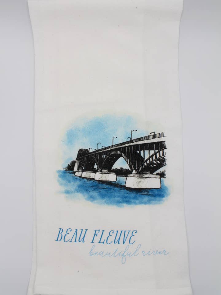 Torchon Peace Bridge de la rivière Niagara pour la vente par Rust Belt Love Paperie