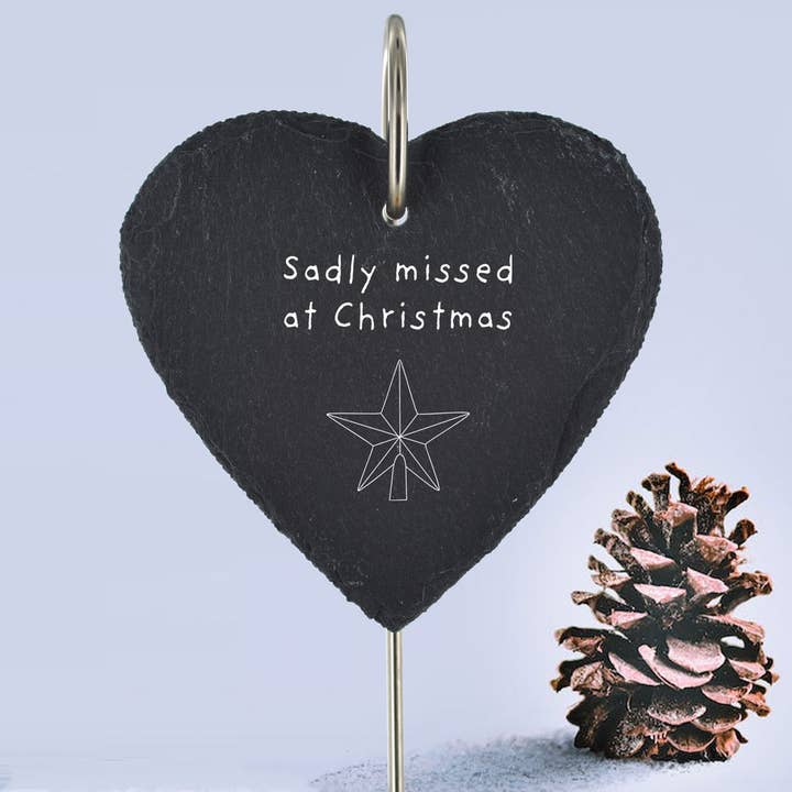 P7282 - Star Sadly Missed Memorial Slate Grave Plaque for wholesale by Vivid Squid Wholesale