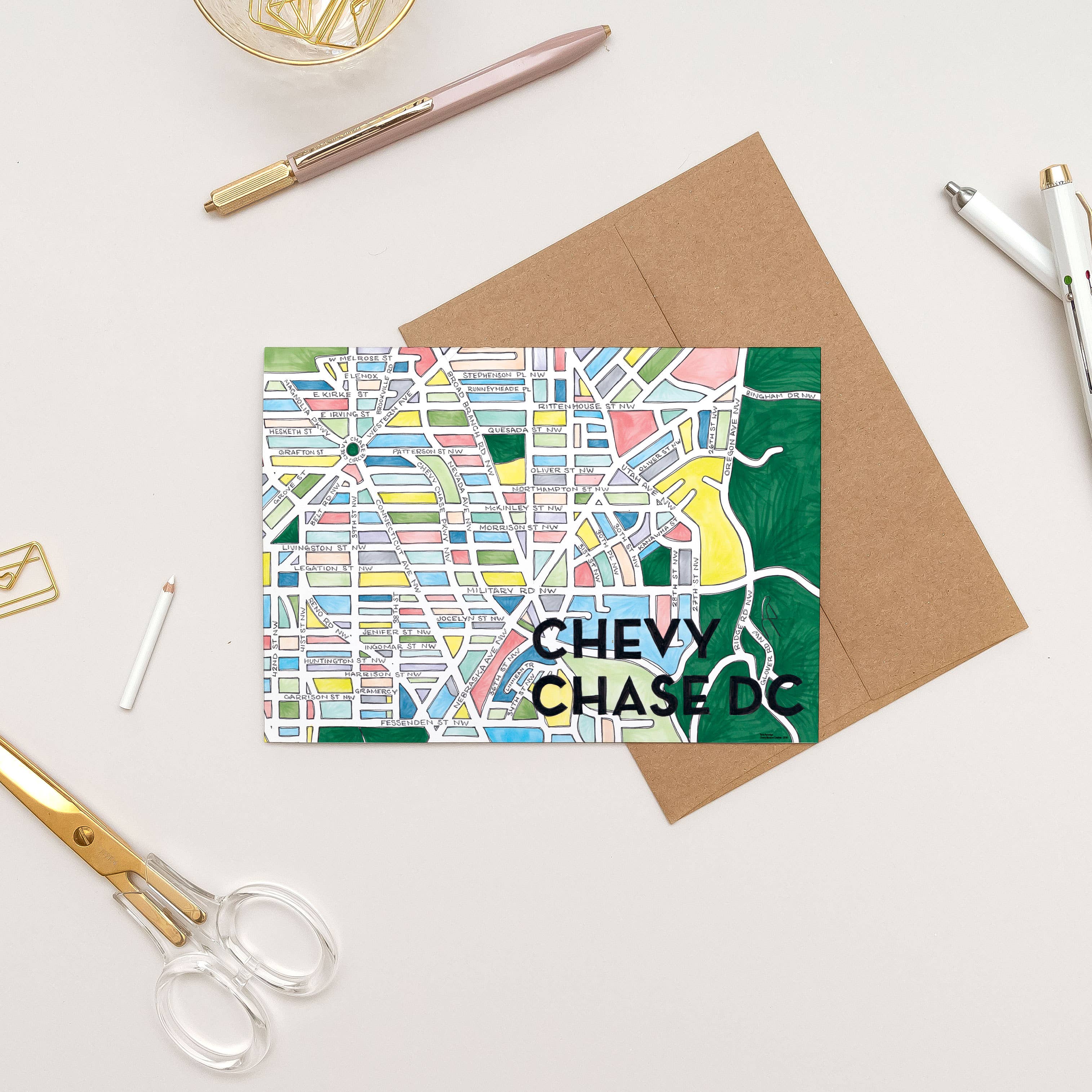 Terratorie Maps + Goods - Wholesale Everyday Greeting Card - Chevy Chase DC Map Art Greeting Card0