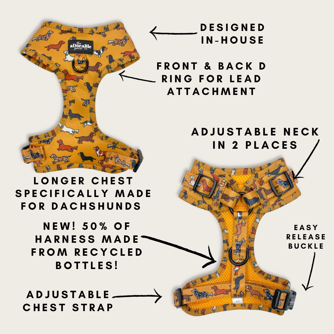 The aDoraBle Pooch Company - Wholesale Pet Harness - Dog - Adjustable Harness - Dashing Dachshunds2