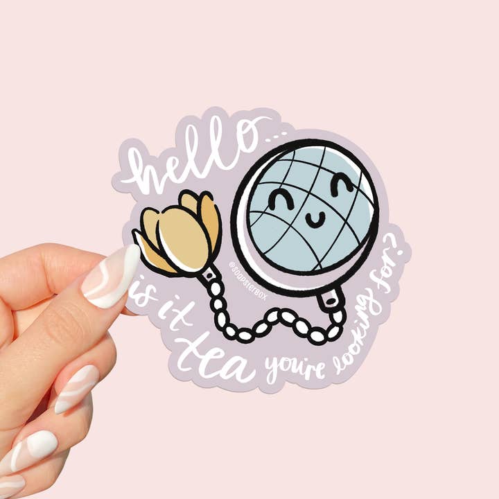 Hello Funny Tea Infuser Vinyl Sticker for wholesale by Soapster Box