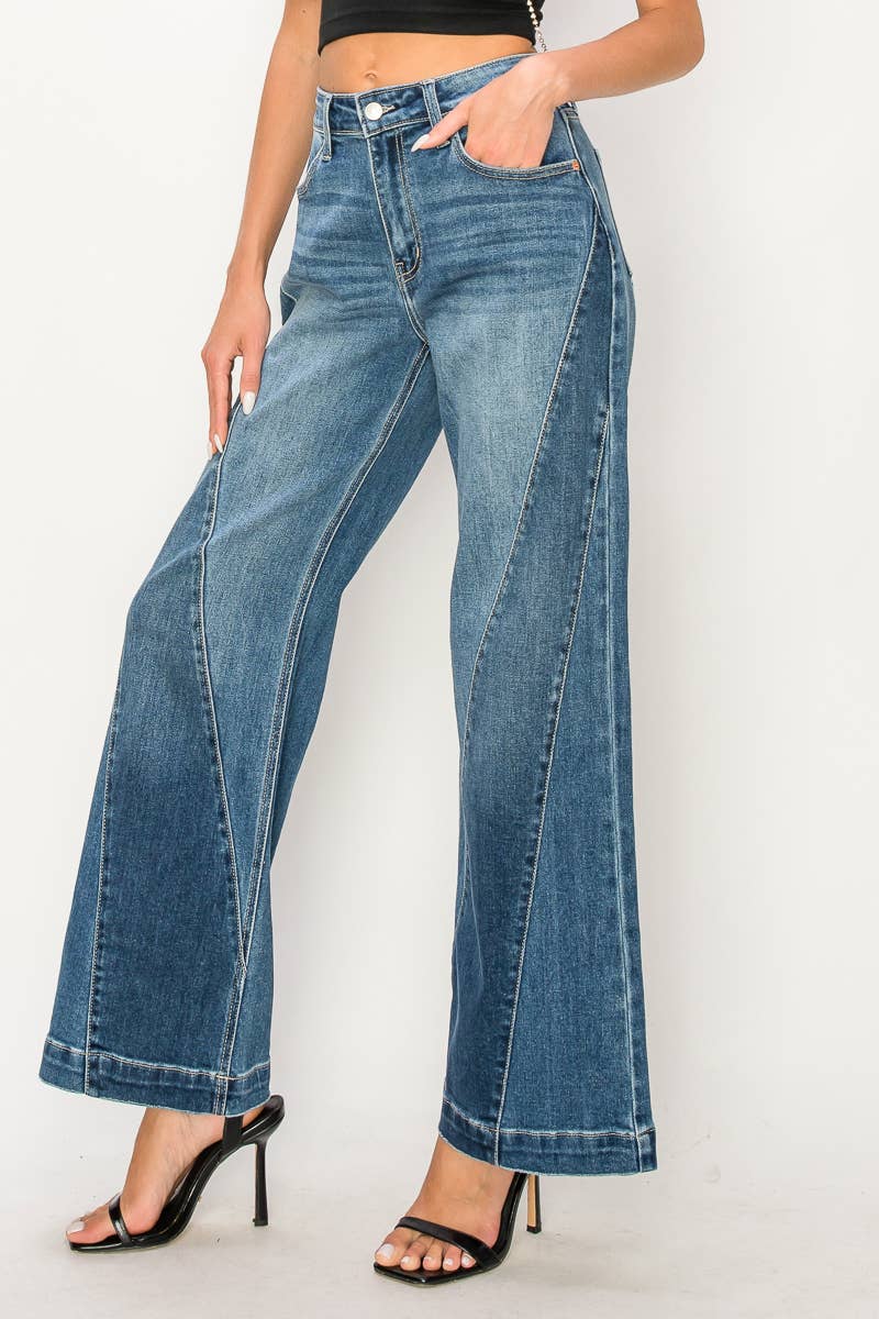 MEDIUM HIGH RISE RELAXED FLARED LEG JEANS for wholesale on Faire4