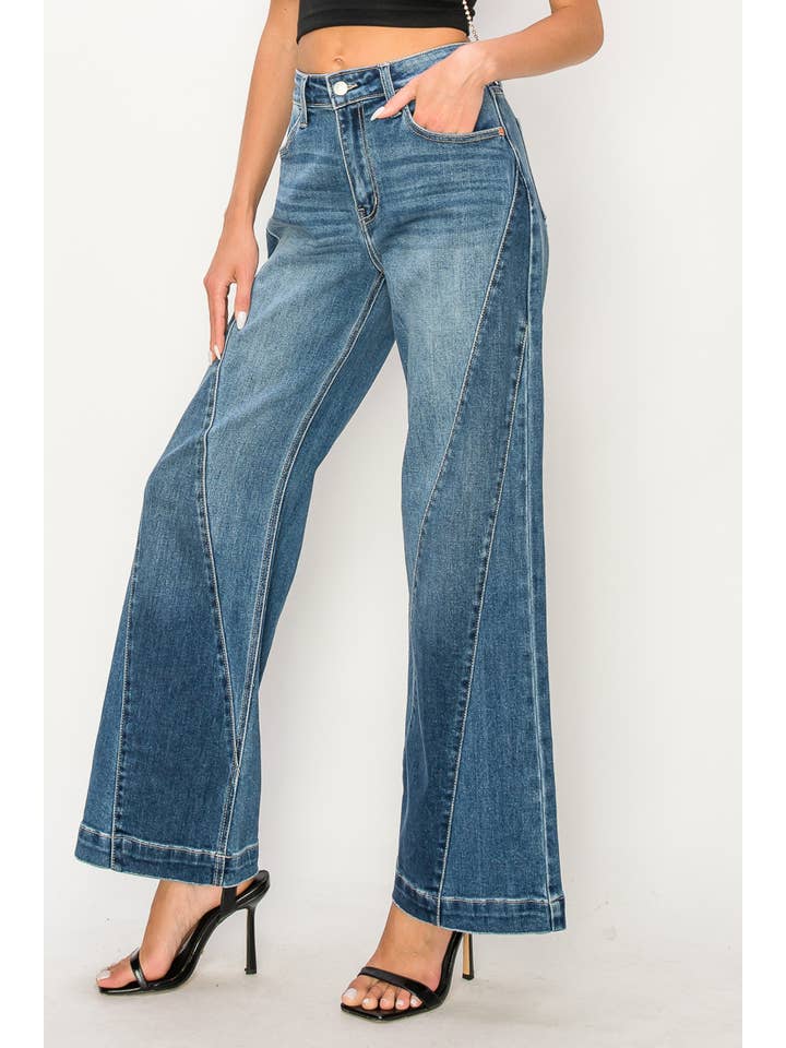 MEDIUM HIGH RISE RELAXED FLARED LEG JEANS for wholesale on Faire2