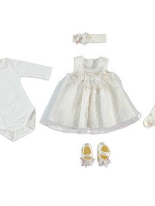 %100 Taufset für Mädchen aus Baumwolle mit Punkten für den Großhandel von Monna Rosa Milano LLC