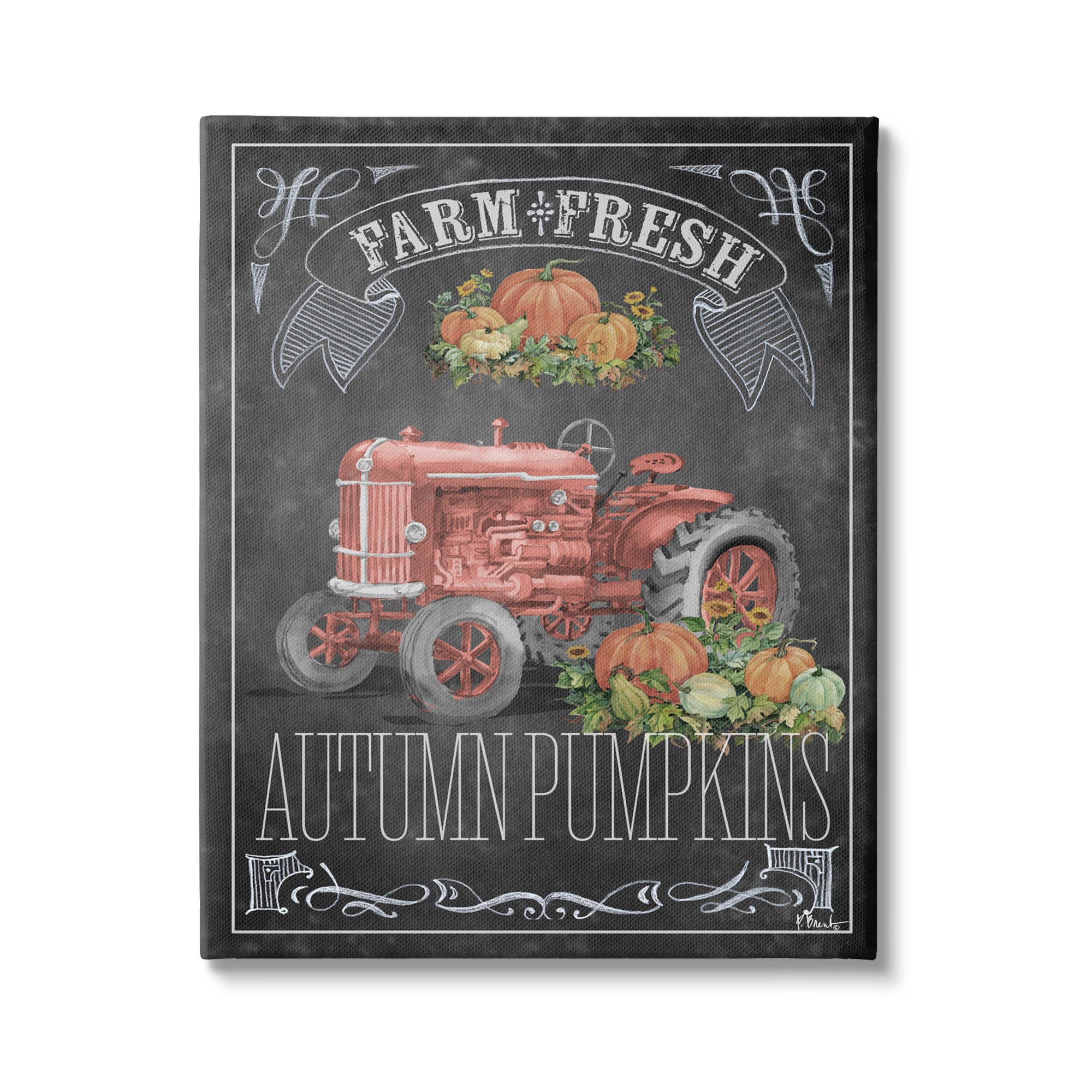 Stupell Industries - Wholesale Canvas Art - Autumn Tractor Chalkboard Canvas