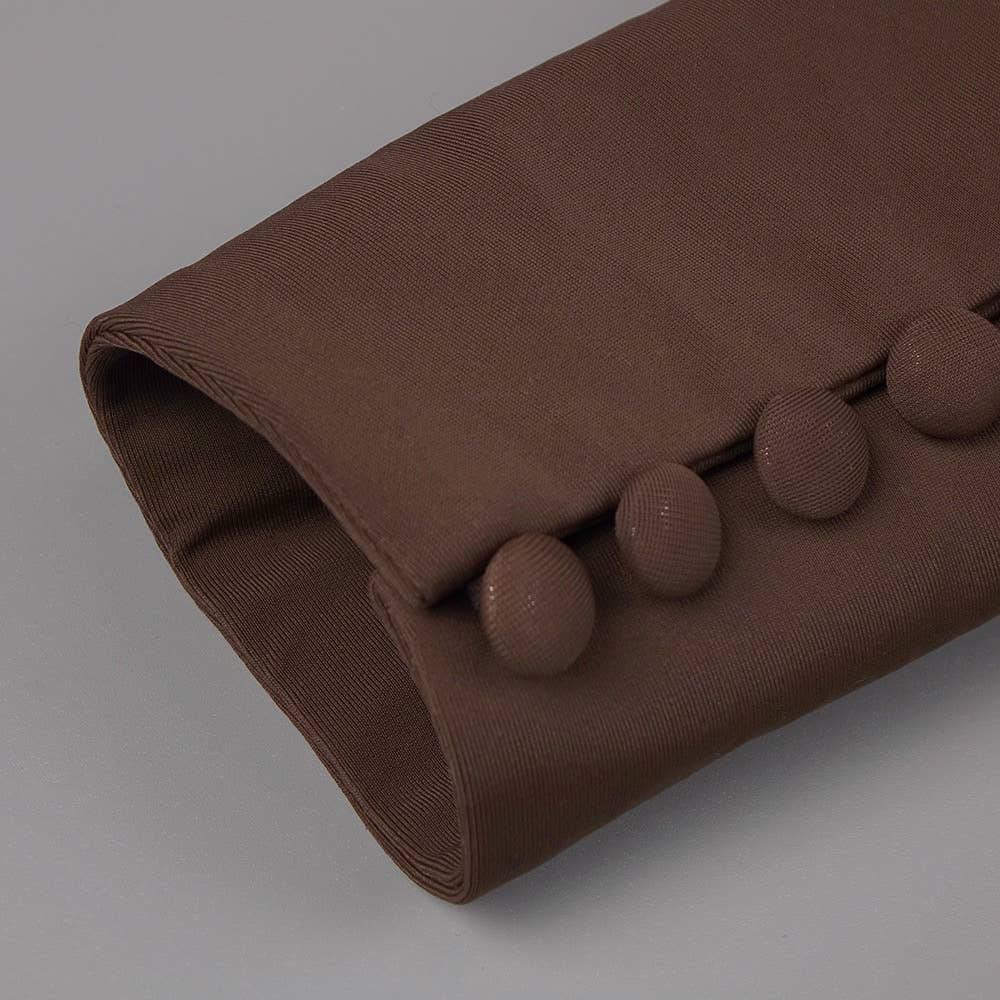 DR316 Elegant Chocolate Gathered Waist Maxi Dress for wholesale on Faire14