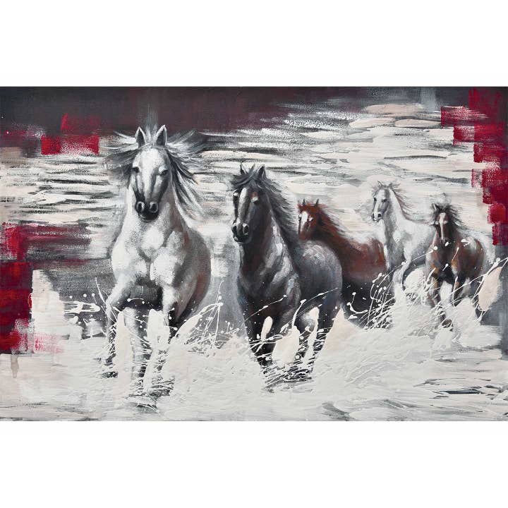Hand-painted picture “Wild horses 150x100" for wholesale by AGAVE S.R.L.