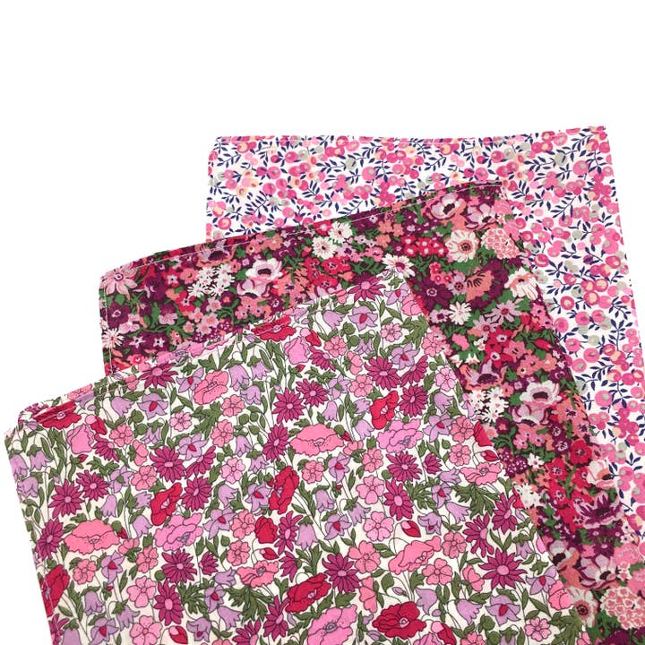 Lime Tree Design - Wholesale Handkerchief - Women's - 3 Hankies made with Liberty Fabric - Tickled Pink
