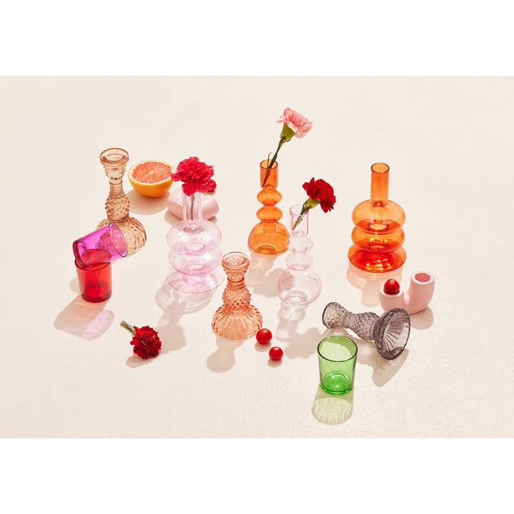 Casa Amarosa - Vente Bougeoirs - Bougeoir en verre ondulé rétro, 7 x 3,5 pouces_Rust Orange6