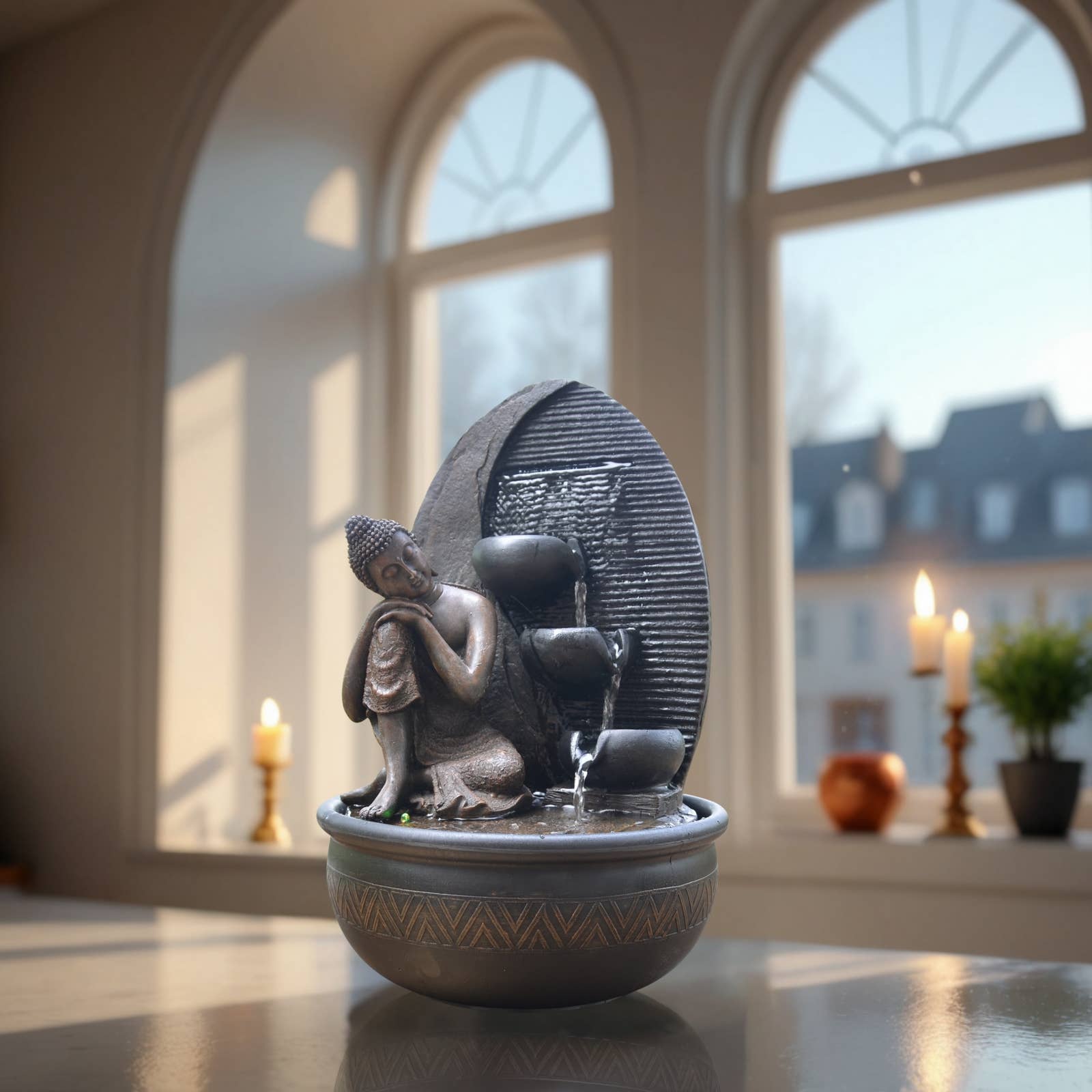 Zen'Arôme - Wholesale Decorative Tabletop Object - Zen Buddha Grace Fountain with Removable Buddha Statue6