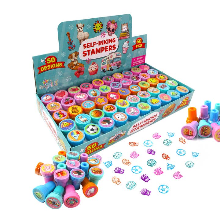 Tiny Mills - Wholesale Rubber/Decorative Stamp - Kids & Baby - 50 Pcs Assorted Designs Stampers for Kids 6