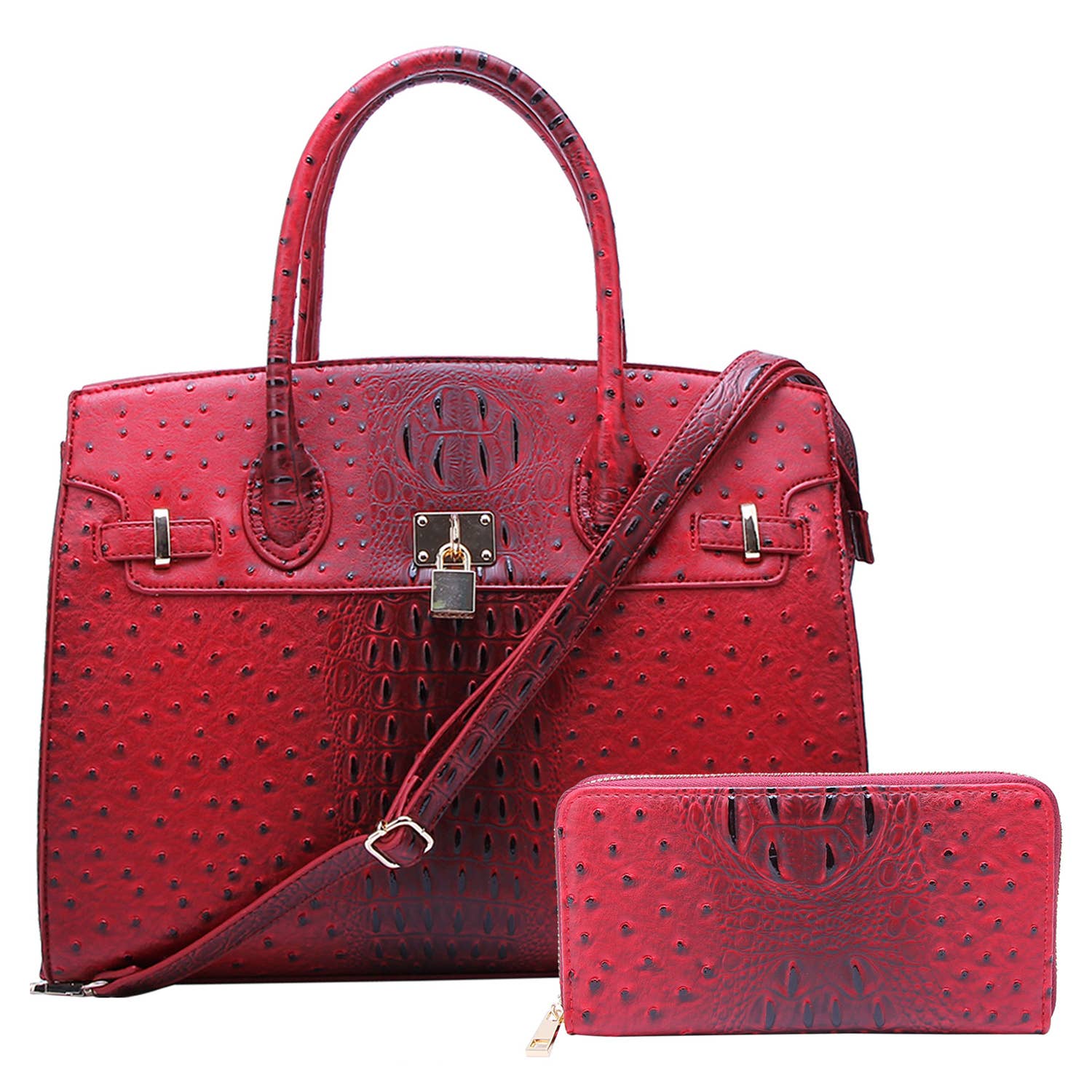M&M HANDBAGS, LLC. - Wholesale Laptop Bag - Unisex - OS1096 Ostrich Croc Padlock 2-in-1 Satchel5