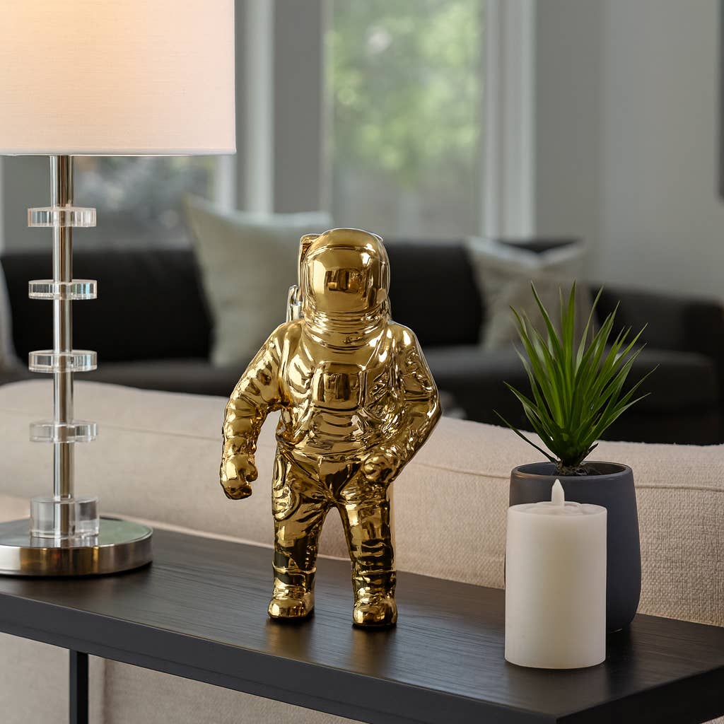 Sagebrook Home - Wholesale Decorative Figurine - Ceramic Abstract Astronaut Figurine - Gold, 11 in.1