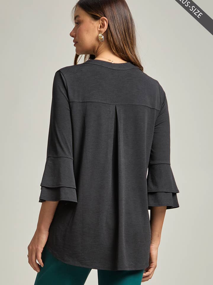 Dear Scarlett - Wholesale Tunic - Women's - PLUS SIZE Solid Color Belled Lizzy Top2