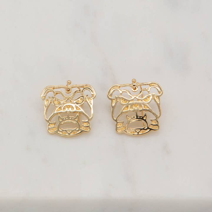 The Royal Standard - Wholesale Dangle Earrings - Bulldog Earrings Gold 1"