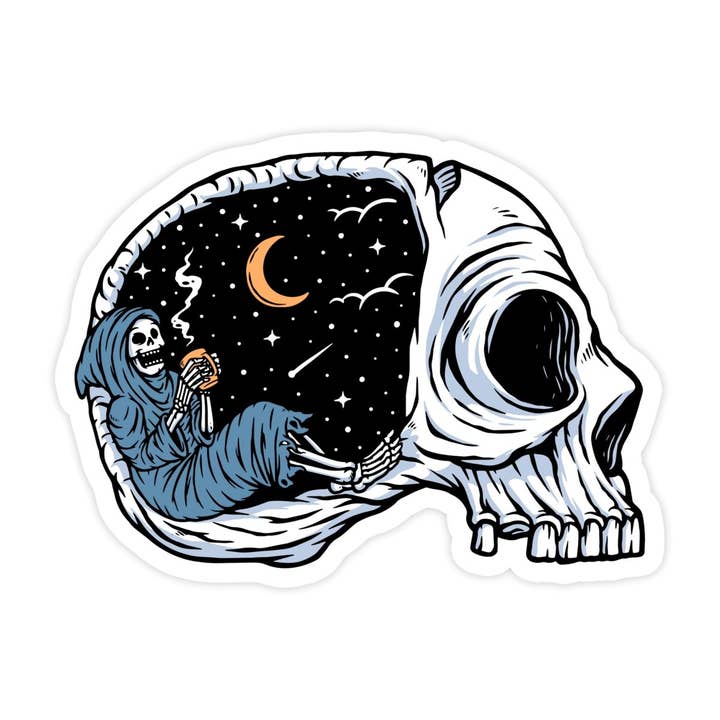 Drömmer Grim Reaper söt skalle klistermärke, vattentät vinyl för wholesale av Sticker Bull