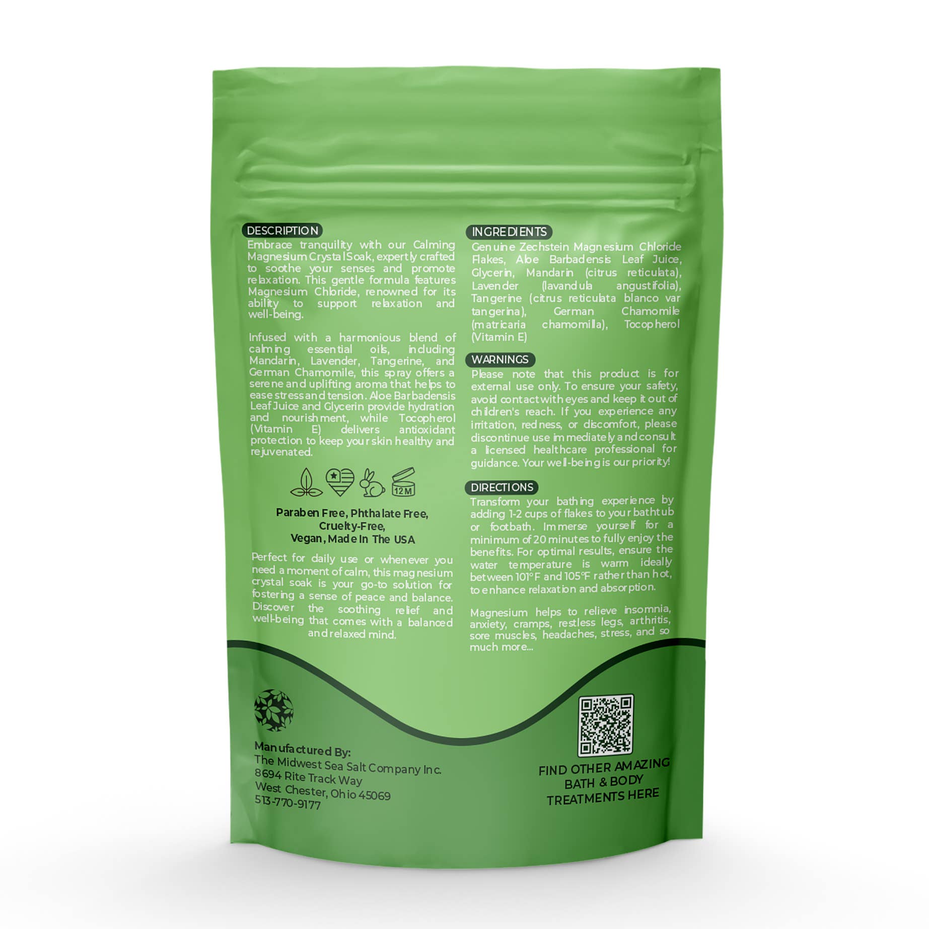 The Midwest Sea Salt Company - Wholesale Bath Salts - Magnesium Crystal Flakes Mineral Bath Soak - Calming - 20oz2