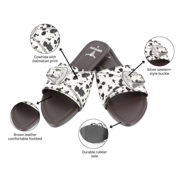 Leather Impressions Inc - Wholesale Sandals – Women's - Women’s Dalmatian Print Slip-On Sandal w/ Buckle ABLS 13-0131