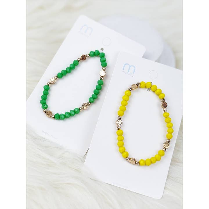 MIX COLOR Cute Smiley Charm Coloful Bead Bracelet for wholesale on Faire1