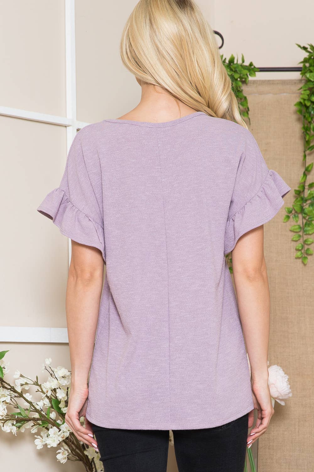 Orange Farm Clothing - Wholesale Blouse - Women's - Textured Ruffle Sleeve with X Detail- 2 Colors10