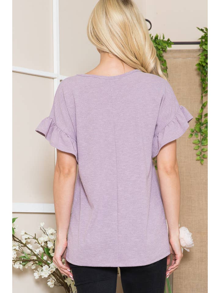 Orange Farm Clothing - Wholesale Blouse - Women's - Textured Ruffle Sleeve with X Detail- 2 Colors10