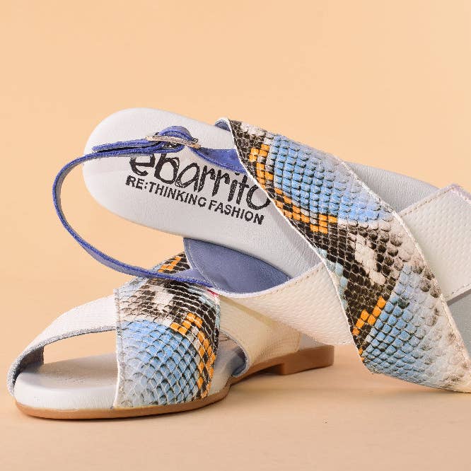 Sandale Prayayaia en cuir patchwork à lanières croisées pour la vente par ebarrito