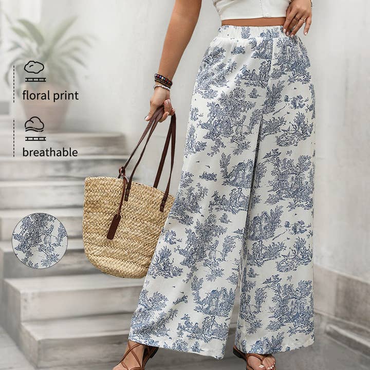 Calças Harem Largas com Estampa Floral Plus Size para Mulheres por atacado de DREAM VERA APPAREL