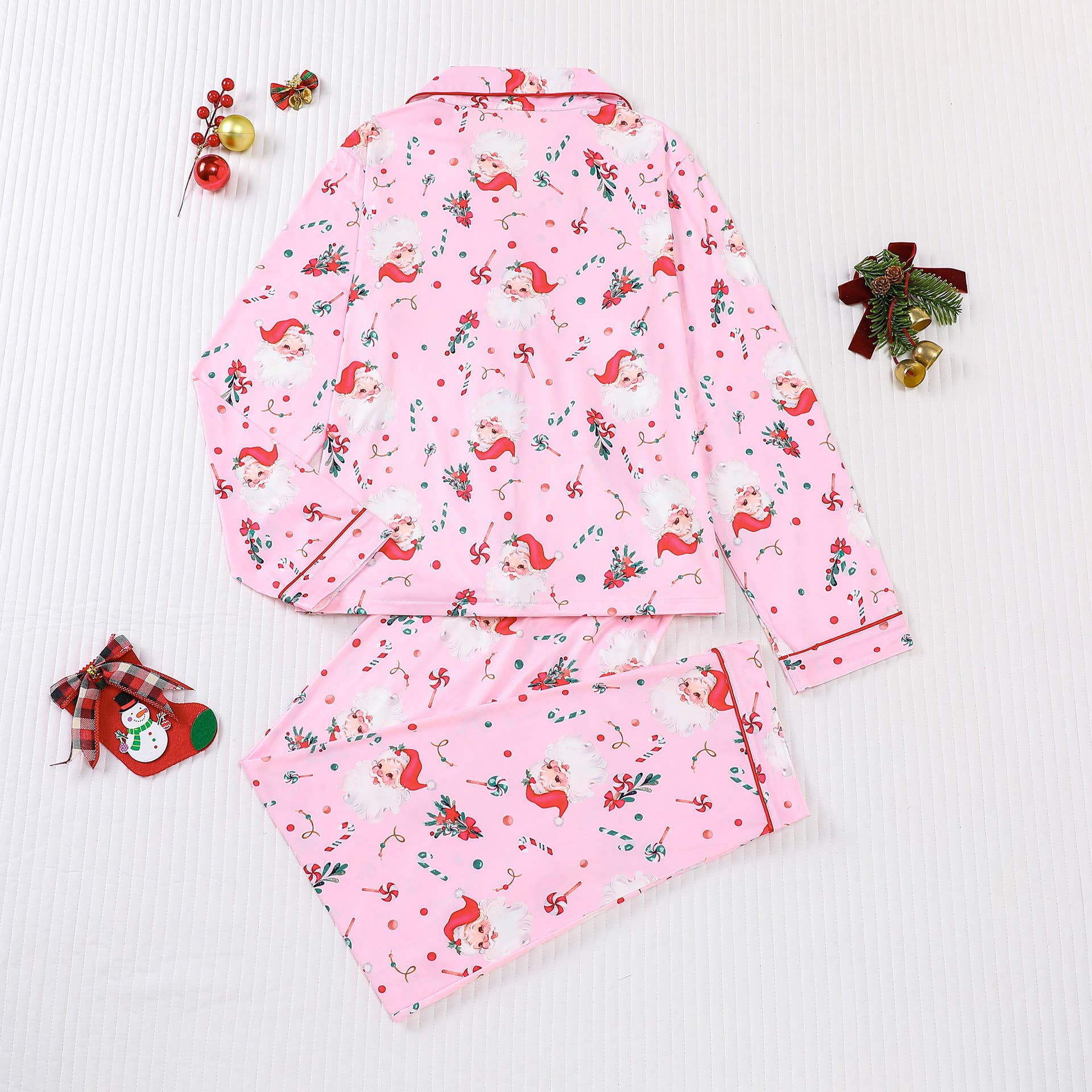 Rosa Clothing - Wholesale Sleepwear Set - Women's - Cozy & Soft Christmas Theme Print Long Pajama Set9