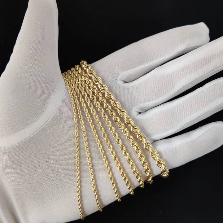 Kordelkette aus massivem 925er-Sterlingsilber, 14 Karat vergoldet, 4 mm für den Großhandel von SilverLiza