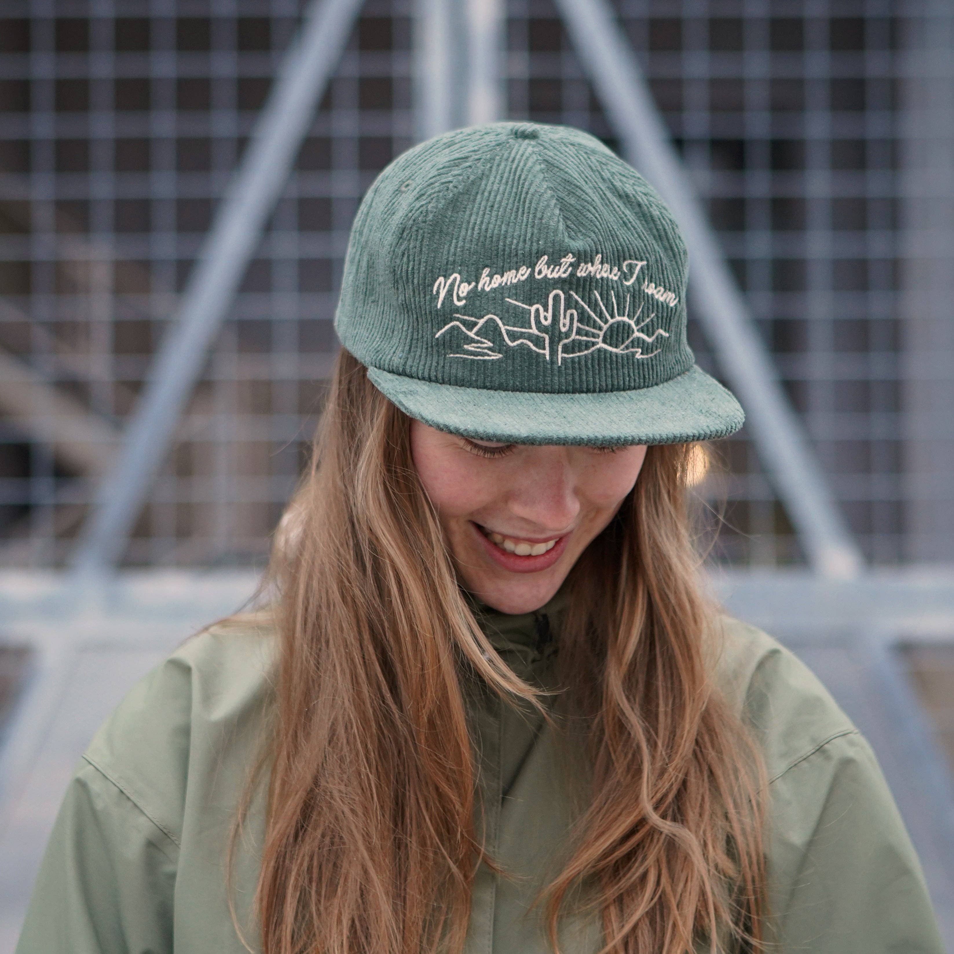 Stuntin Goods - Wholesale Flat Brim Cap - Unisex - No Home But Where I Roam Corduroy Hat11