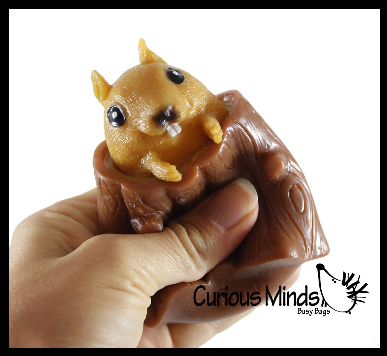 Curious Minds Toys - Wholesale Squishy Toy - Kids & Baby - 1 Squirrel in Stump - Adorable Pop Up - Cute Squeeze Toy - F7