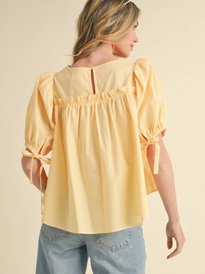 &MERCI - Wholesale Blouse - Women's - TIERED SHIRRING PUFF SLEEVE TOP MTP308135