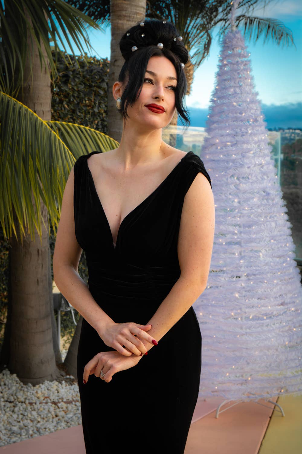 Heart of Haute - Wholesale Dress - Women's - MTO- Athena Gown, Black Stretch Velvet 1