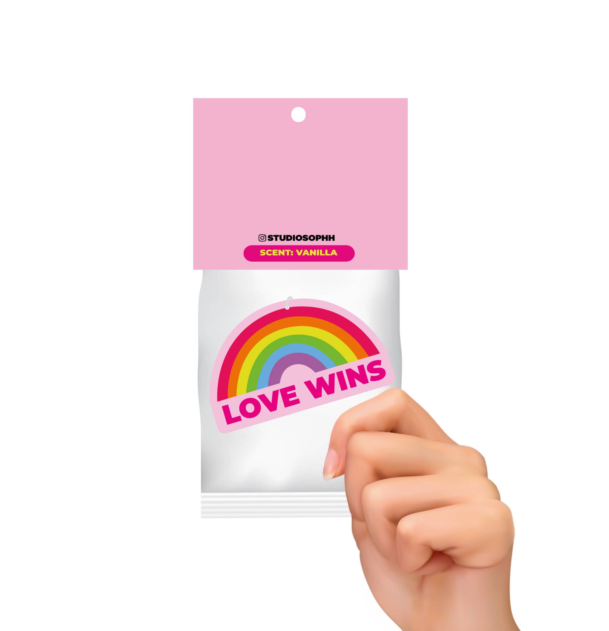 Studio Soph (We Pay Your Import Fees - We Ship DDP) - Vente Désodorisant pour voiture – femme - Désodorisant Love Wins LGBTQ+ à la vanille1