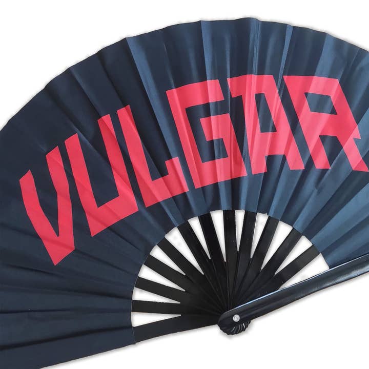 Expression Tees - Wholesale Handheld Folding Fan - VULGAR Large Concert Hand Fan - Foldable Handheld Madonna Fan, Perfect for Festivals, Raves, Abanicos de Mano para Fiesta