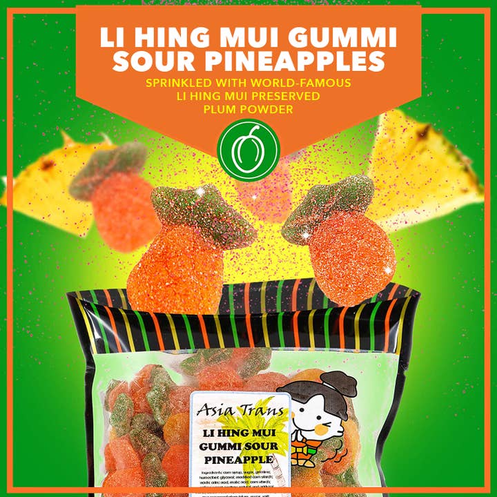 Li Hing Mui Gummi Sour Pineapples for wholesale by Snack Hawaii