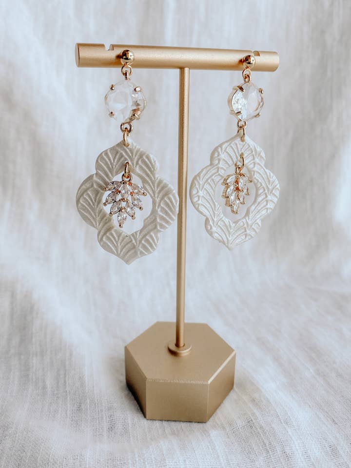 Birch Earrings - Gold Wedding Earrings for wholesale by Clay & Fern Co.