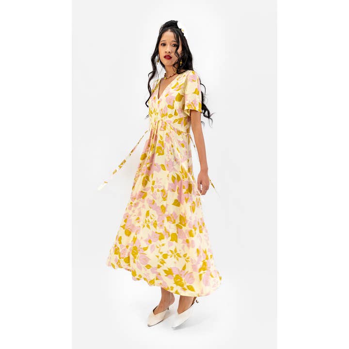 NEU | Damenkleid | Bougainvillea Chartreuse für den Großhandel von Balizen Direct from Bali