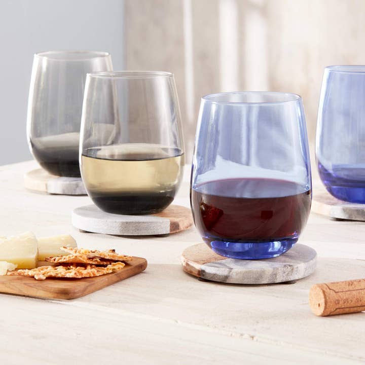 Libbey - Wholesale Wine Glass - Libbey Classic Blue Stemless Wine Glasses, Set of 6