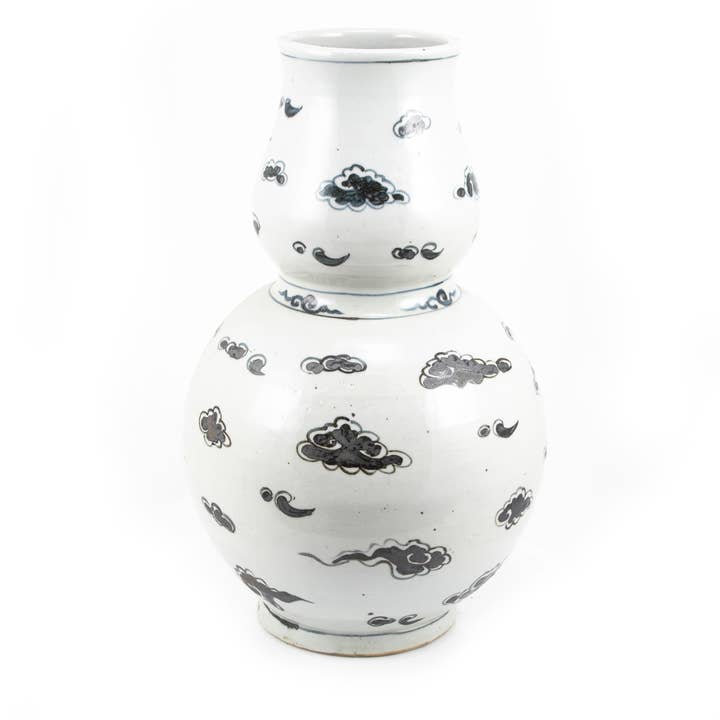 Indigo Blue Floating Cloud Gourd Porcelain Vase for wholesale by Legend Accents