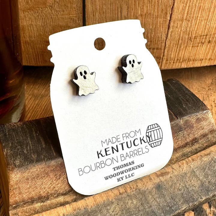 TWWKY - Wholesale Stud/Post Earrings - Reclaimed Bourbon Barrel Ghost Stud Earrings0