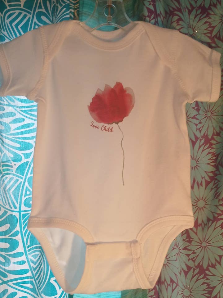 Red Flower Onesie for wholesale by Blue Mermaid Art