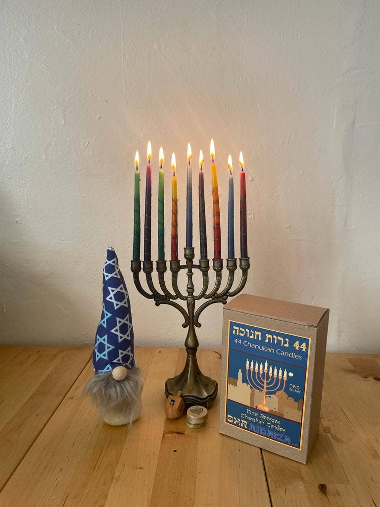 Ohr Judaica - Wholesale Tapered Candle/Candlestick - Multicolored Handmade Beeswax Chanukah Candles - 44 Pack6